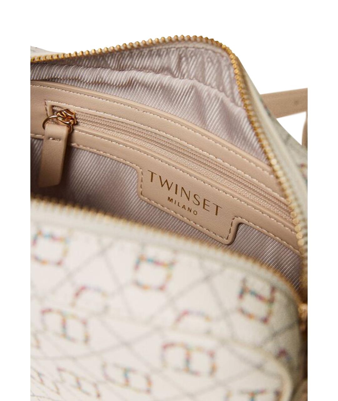 TWIN-SET Белая сумка через плечо из искусственной кожи, фото 4