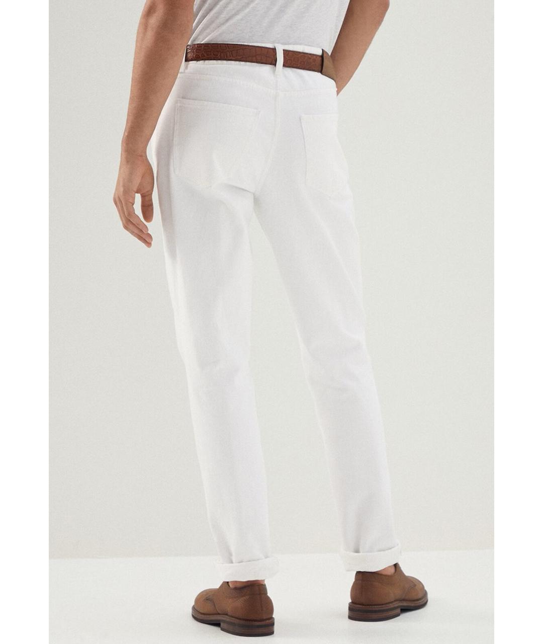 BRUNELLO CUCINELLI Белые хлопковые прямые джинсы, фото 3