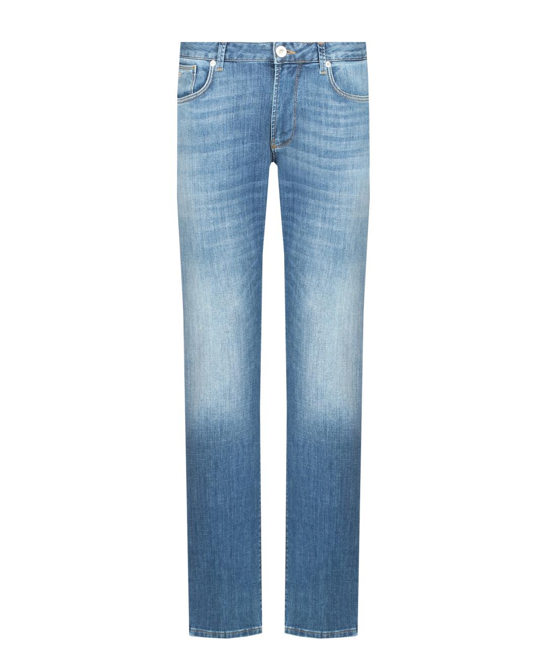 EMPORIO ARMANI Синие хлопковые прямые джинсы, фото 1