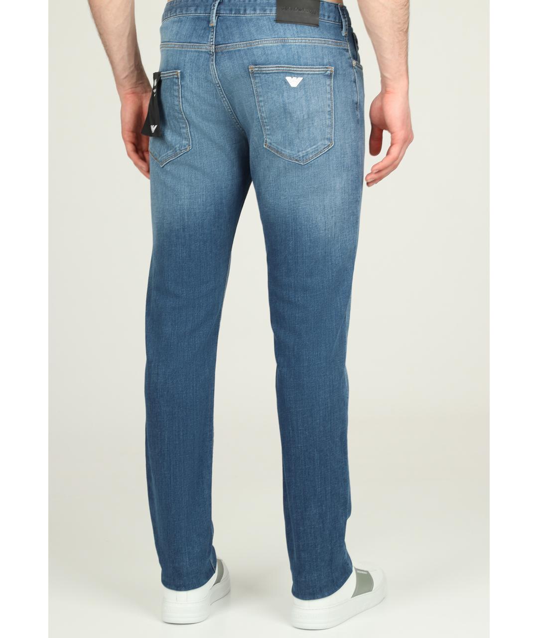 EMPORIO ARMANI Синие хлопковые прямые джинсы, фото 3