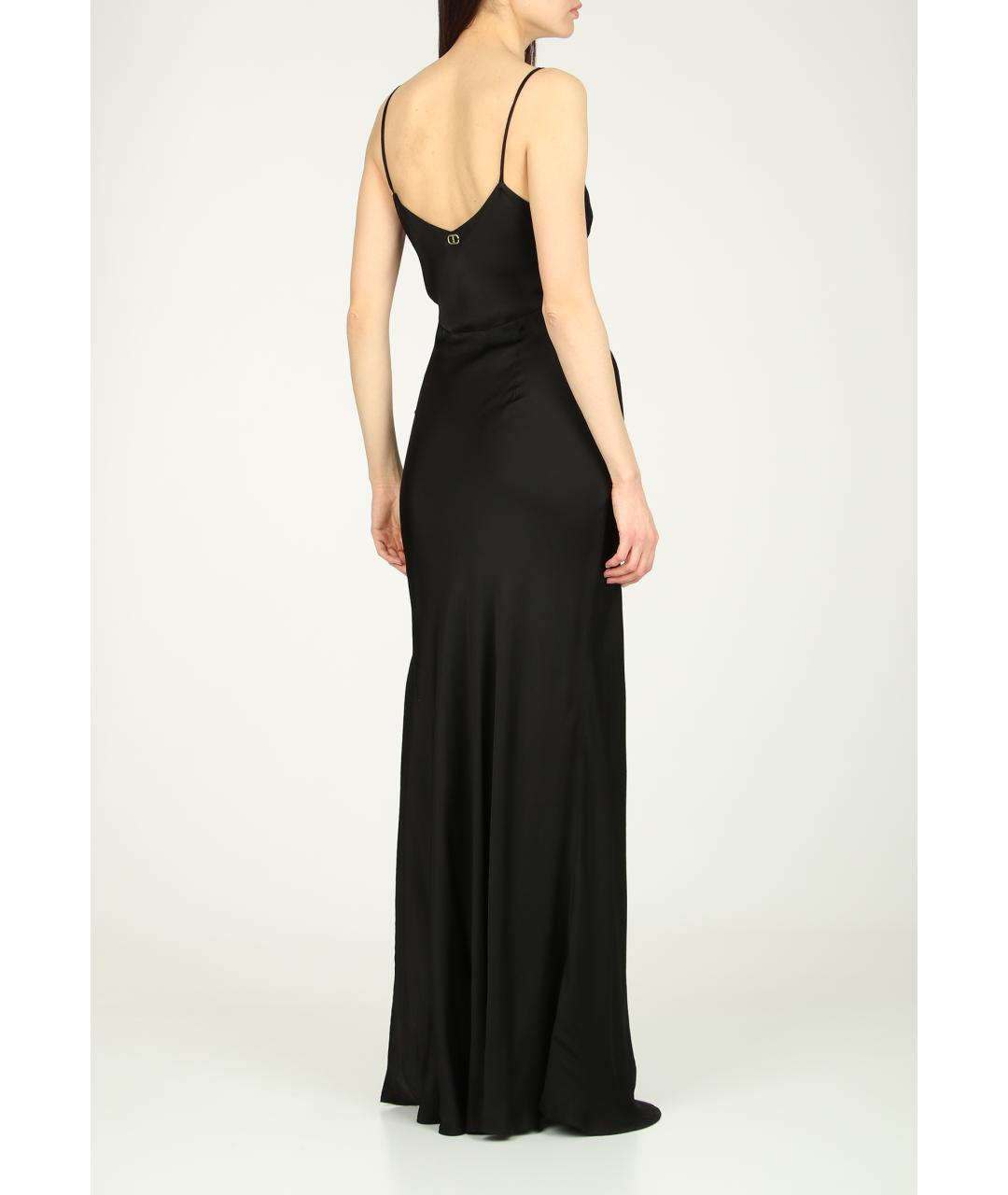 TWIN-SET Черное вискозное вечернее платье, фото 4