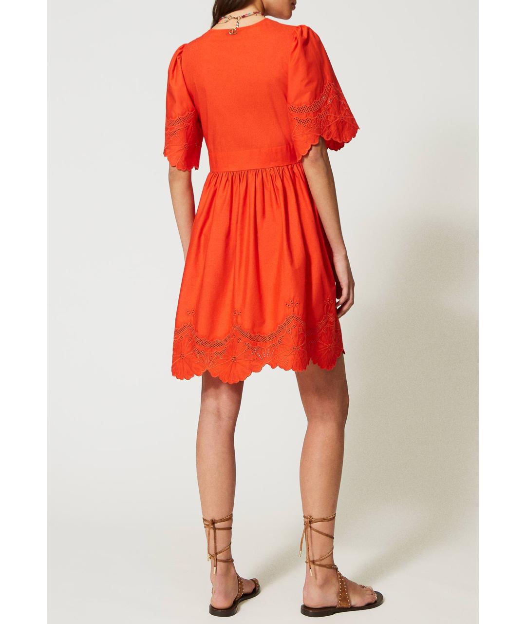 TWIN-SET Оранжевое хлопковое платье, фото 2