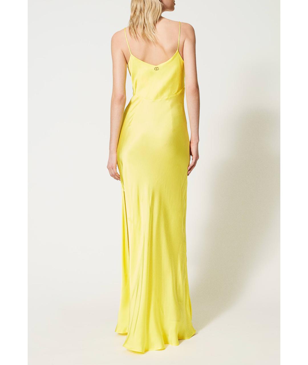 TWIN-SET Желтое вискозное вечернее платье, фото 2