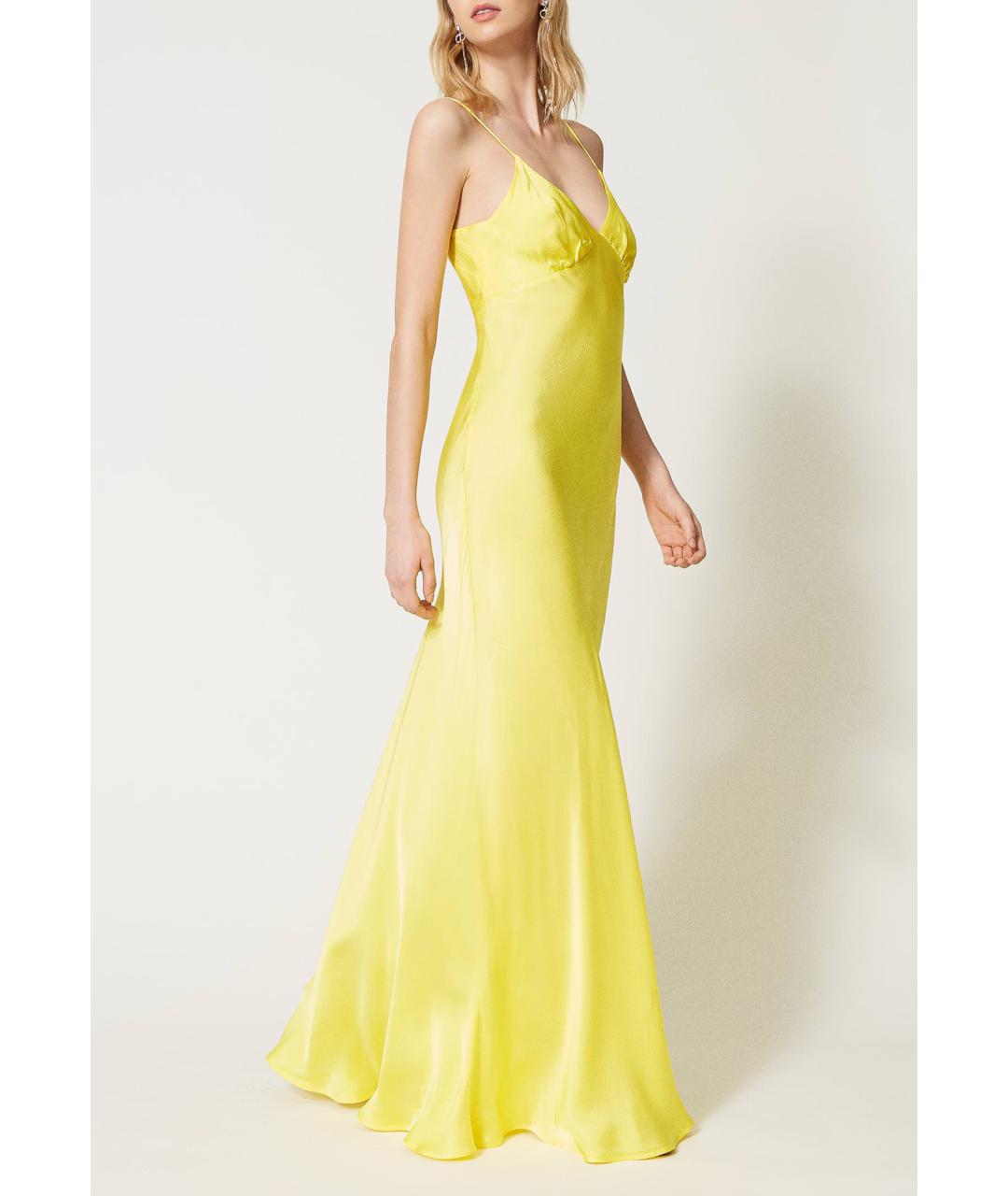 TWIN-SET Желтое вискозное вечернее платье, фото 3