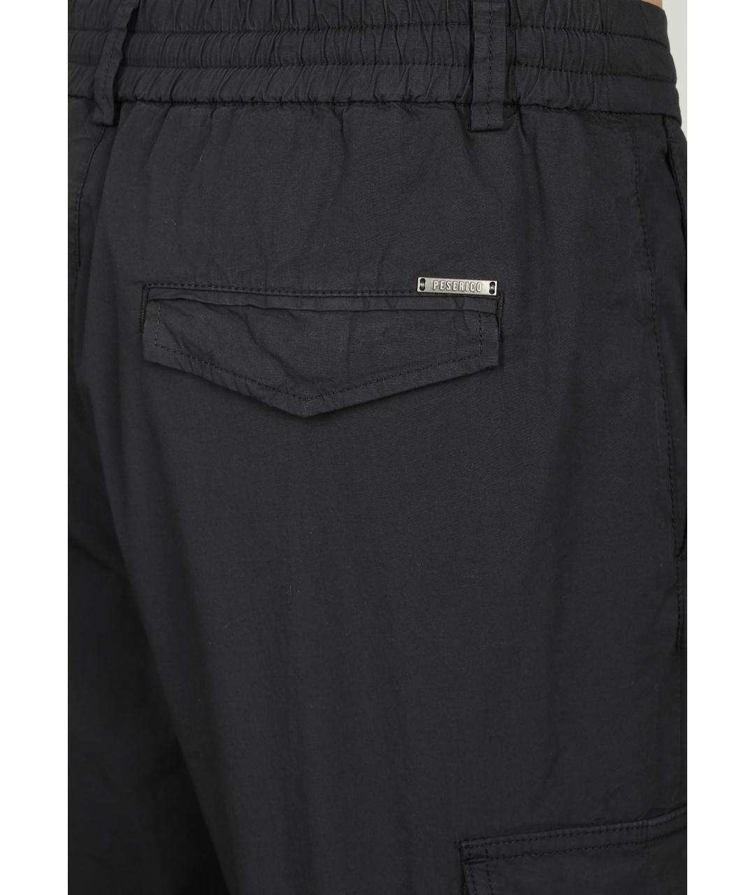 PESERICO Черные хлопковые повседневные брюки, фото 4