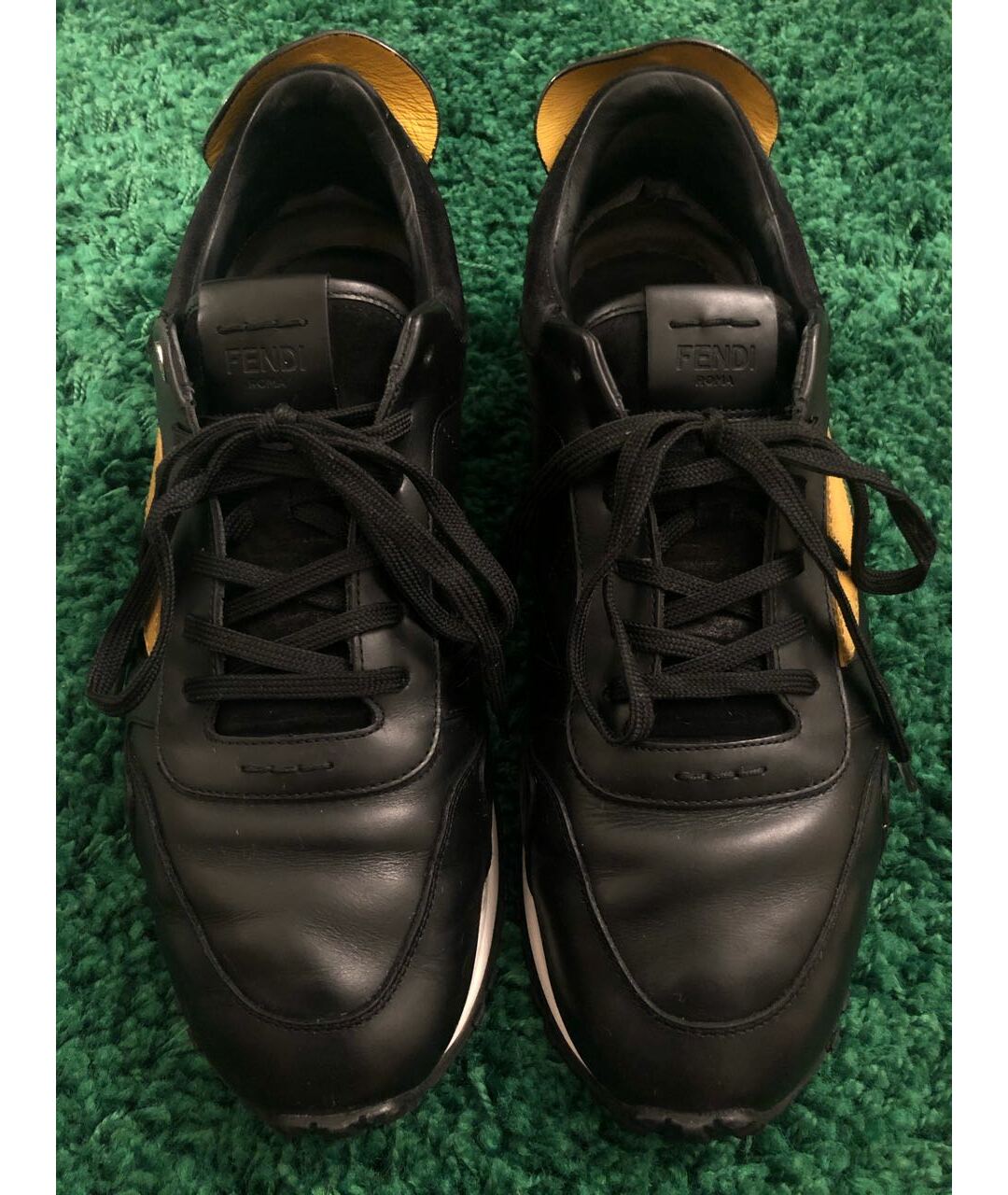 FENDI Черные кожаные низкие кроссовки / кеды, фото 3