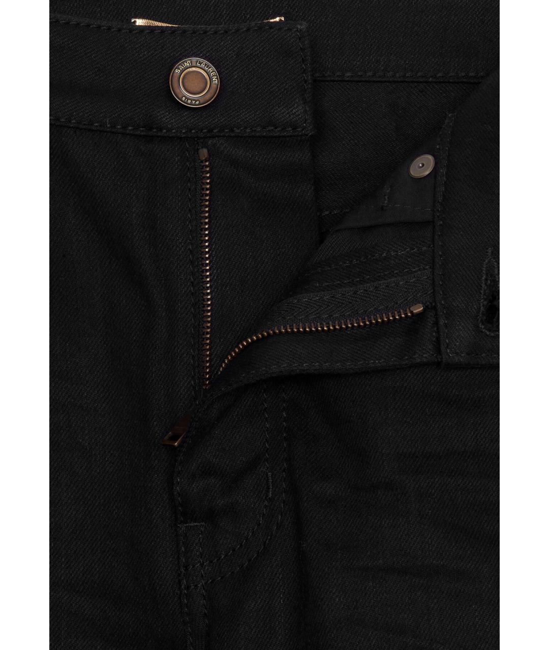 SAINT LAURENT Черные хлопковые джинсы слим, фото 3