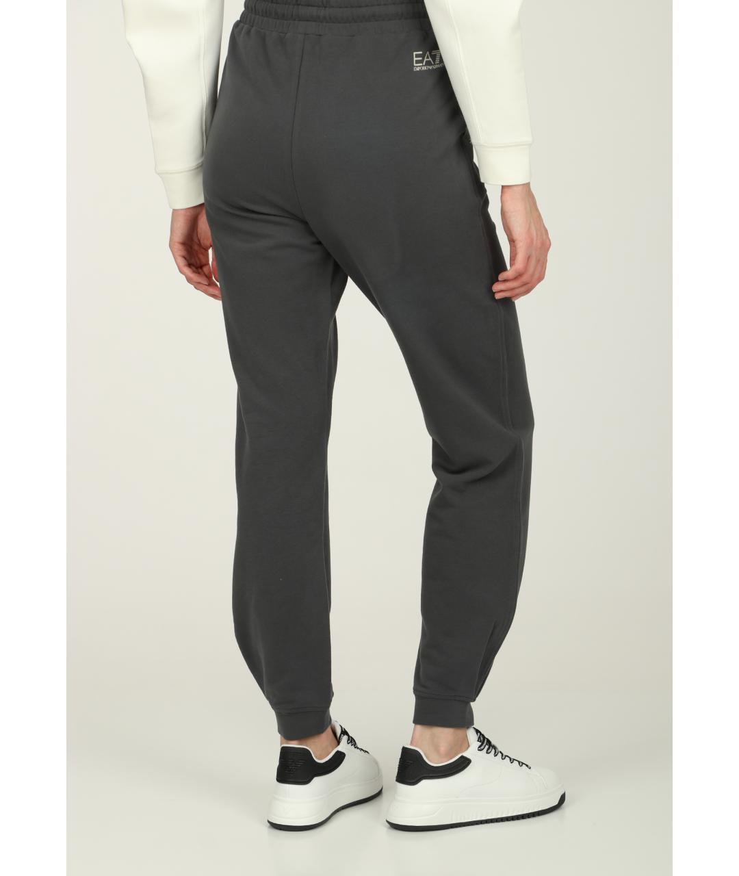 EA7 Серые хлопковые спортивные брюки и шорты, фото 3