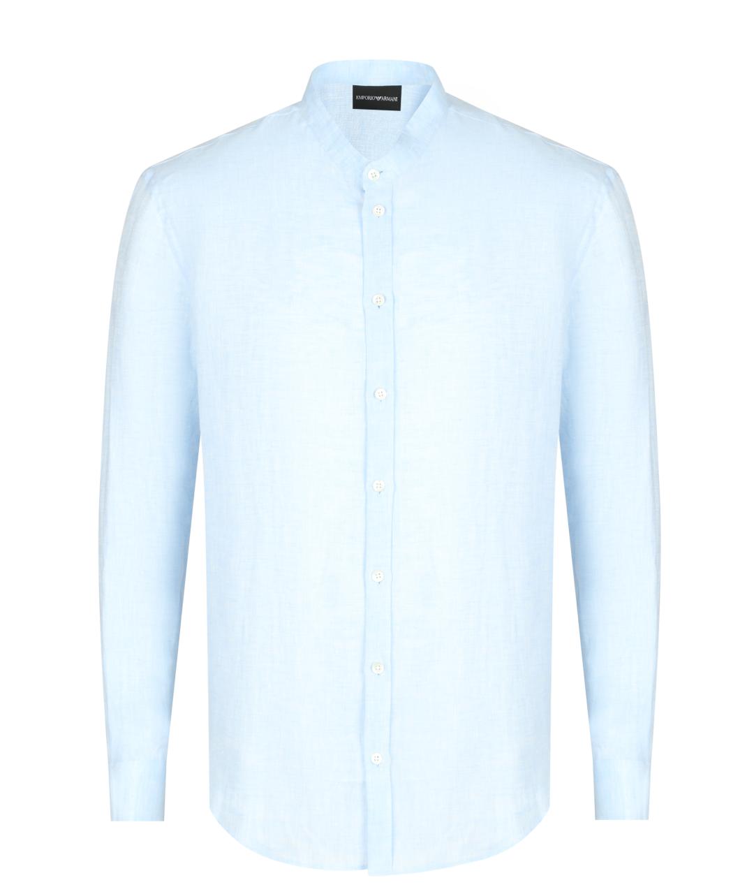 EMPORIO ARMANI Голубая льняная кэжуал рубашка, фото 1