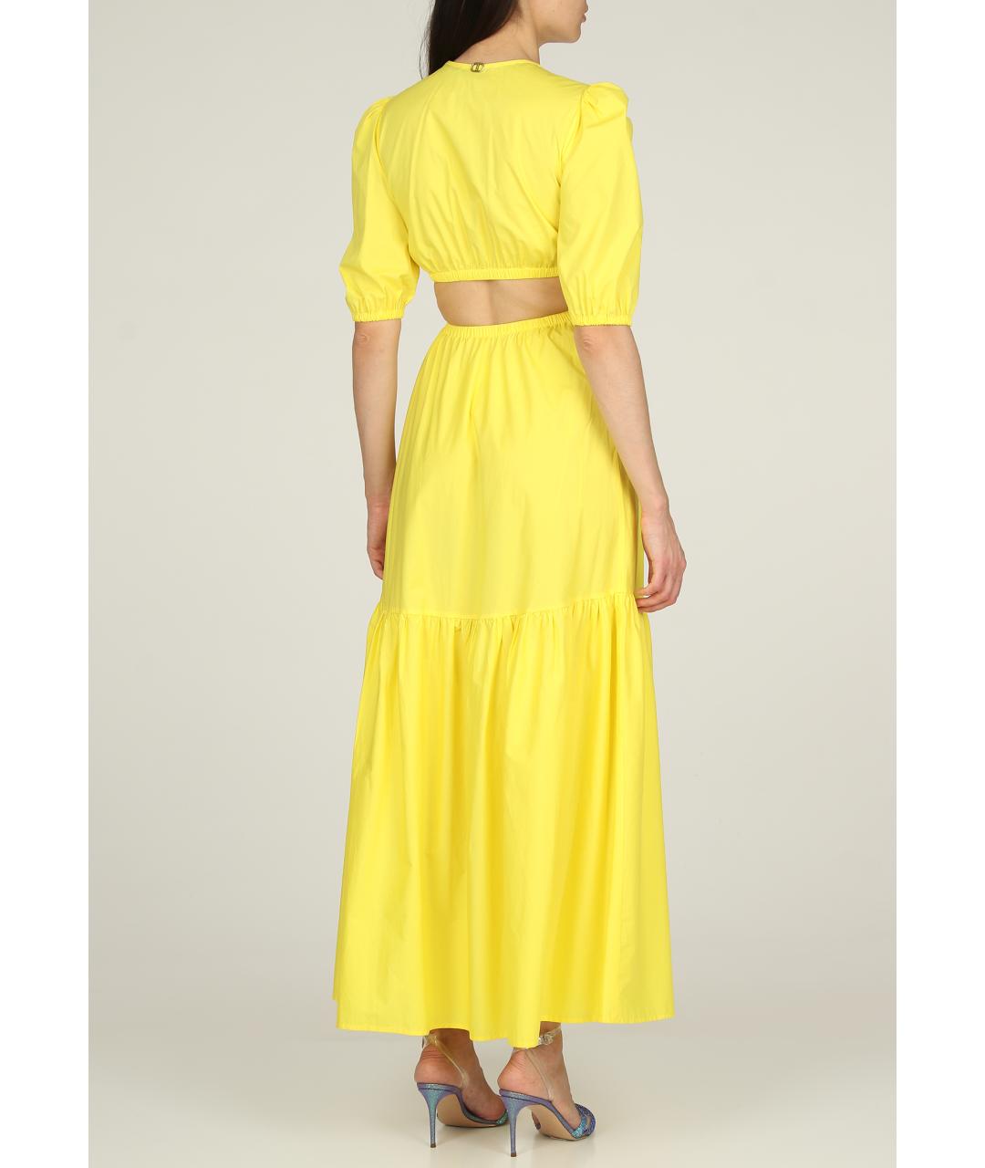 TWIN-SET Желтое хлопковое платье, фото 4