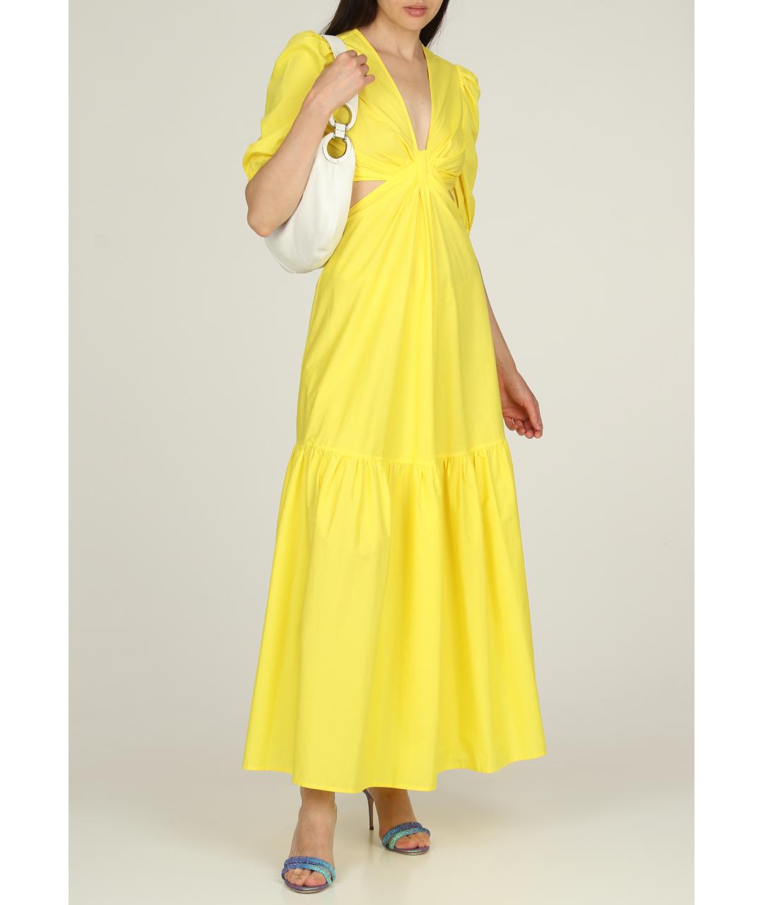 TWIN-SET Желтое хлопковое платье, фото 3
