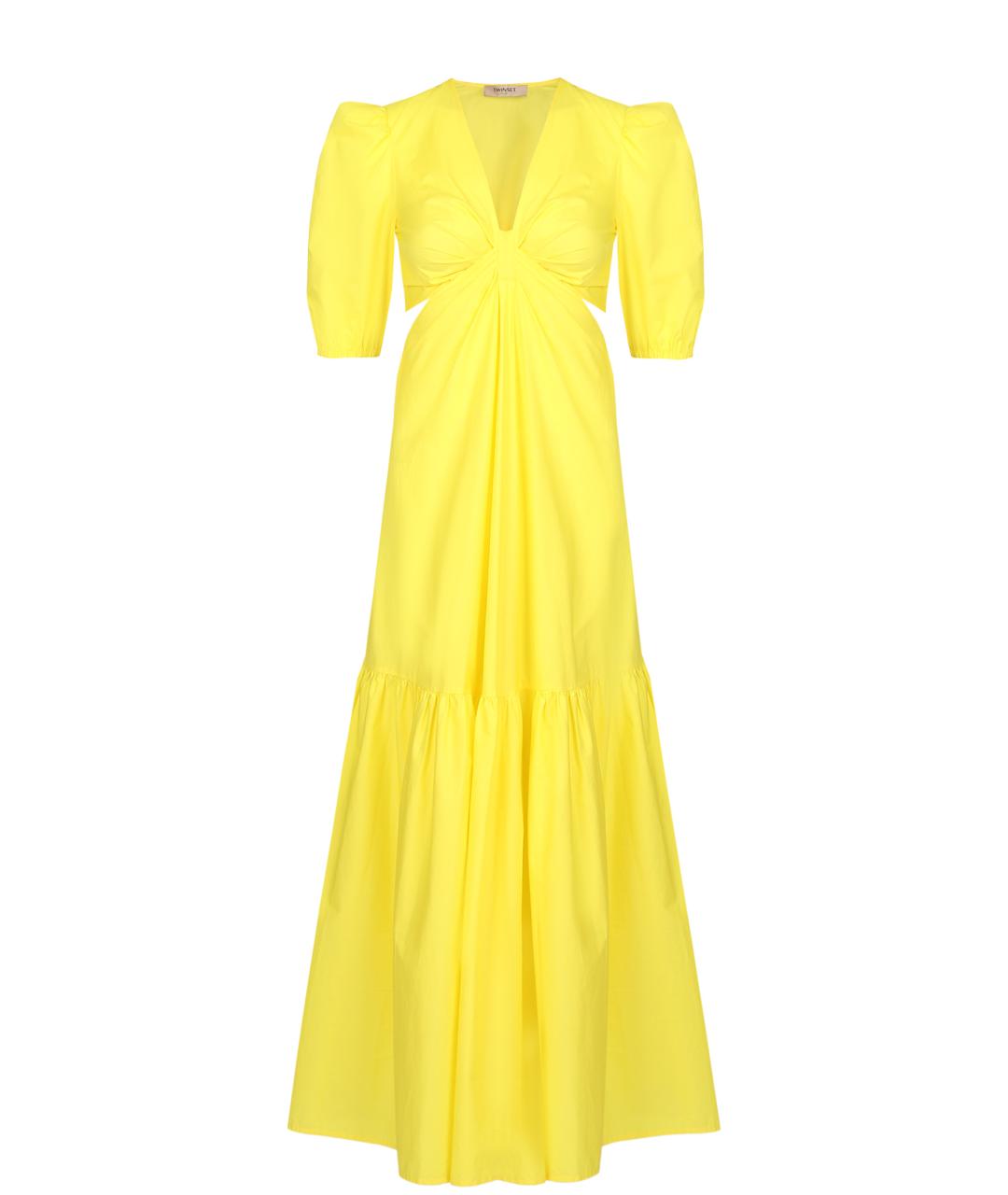 TWIN-SET Желтое хлопковое платье, фото 1