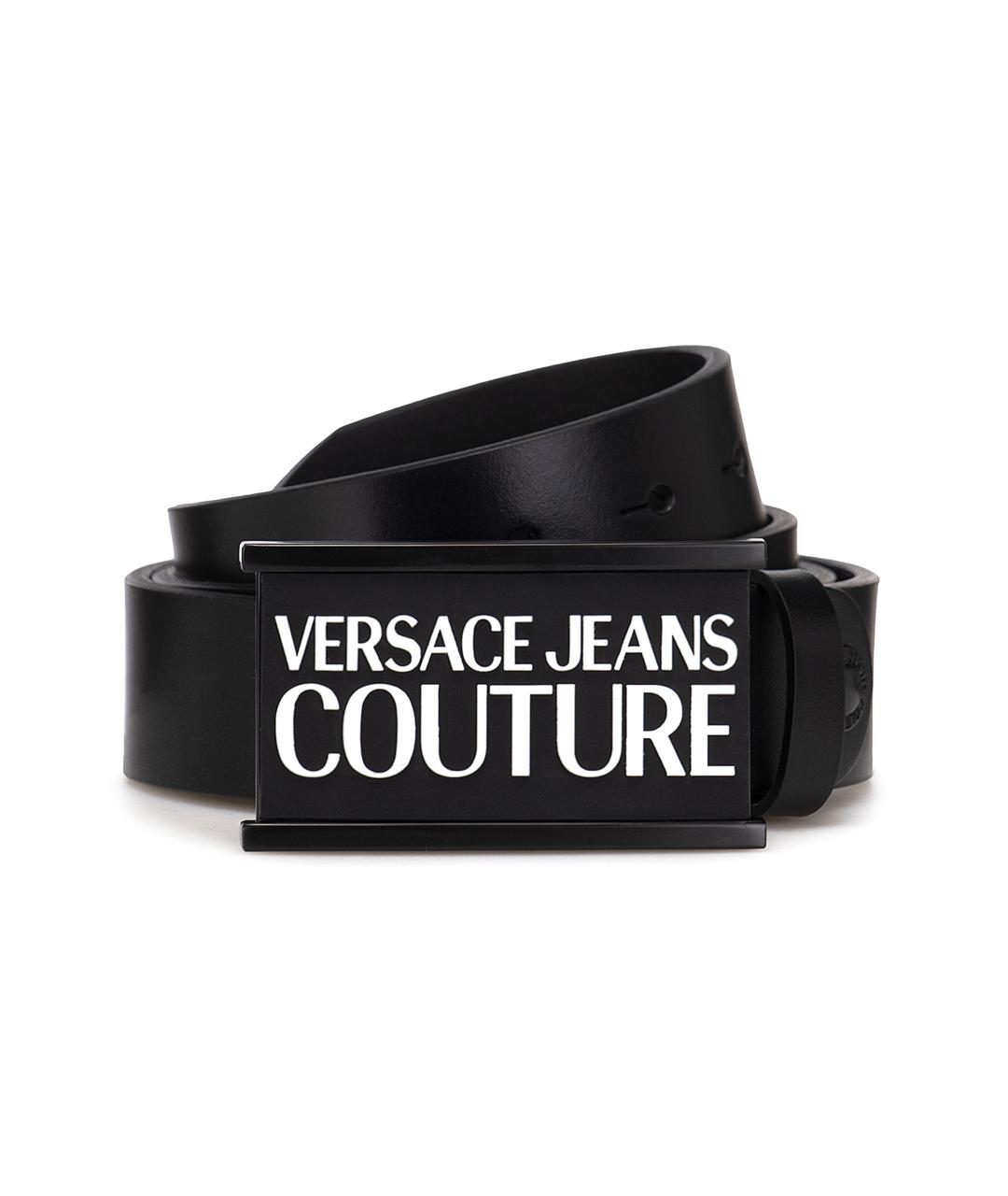 VERSACE JEANS COUTURE Черный кожаный ремень, фото 1