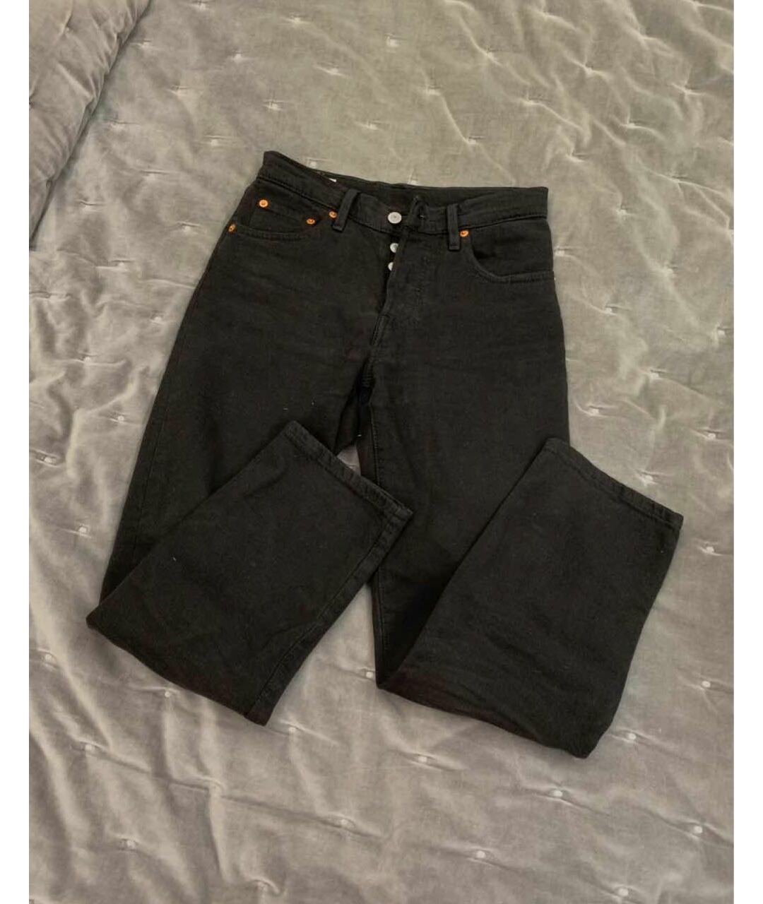 LEVI'S Черные хлопковые прямые джинсы, фото 4