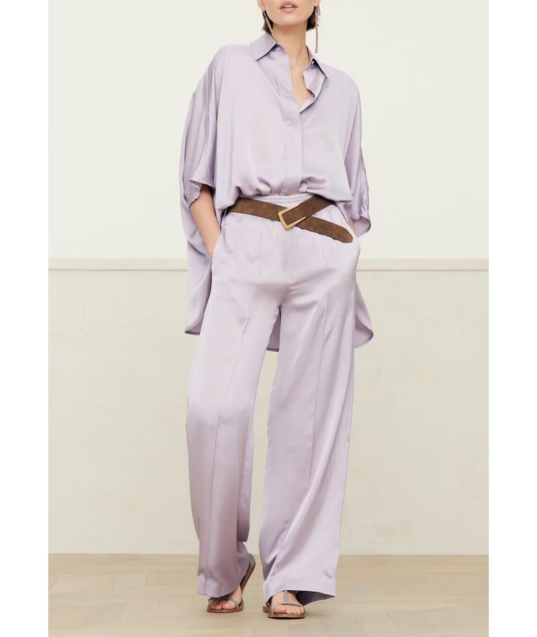 BRUNELLO CUCINELLI Фиолетовые полиэстеровые брюки широкие, фото 2