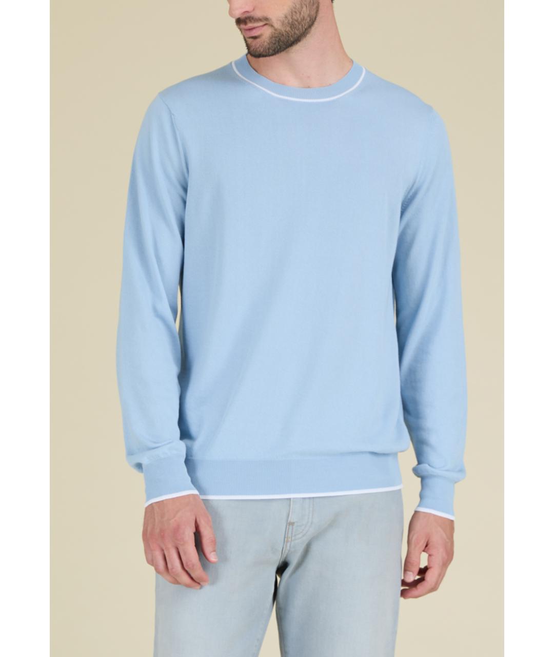 PESERICO Голубой хлопковый джемпер / свитер, фото 4