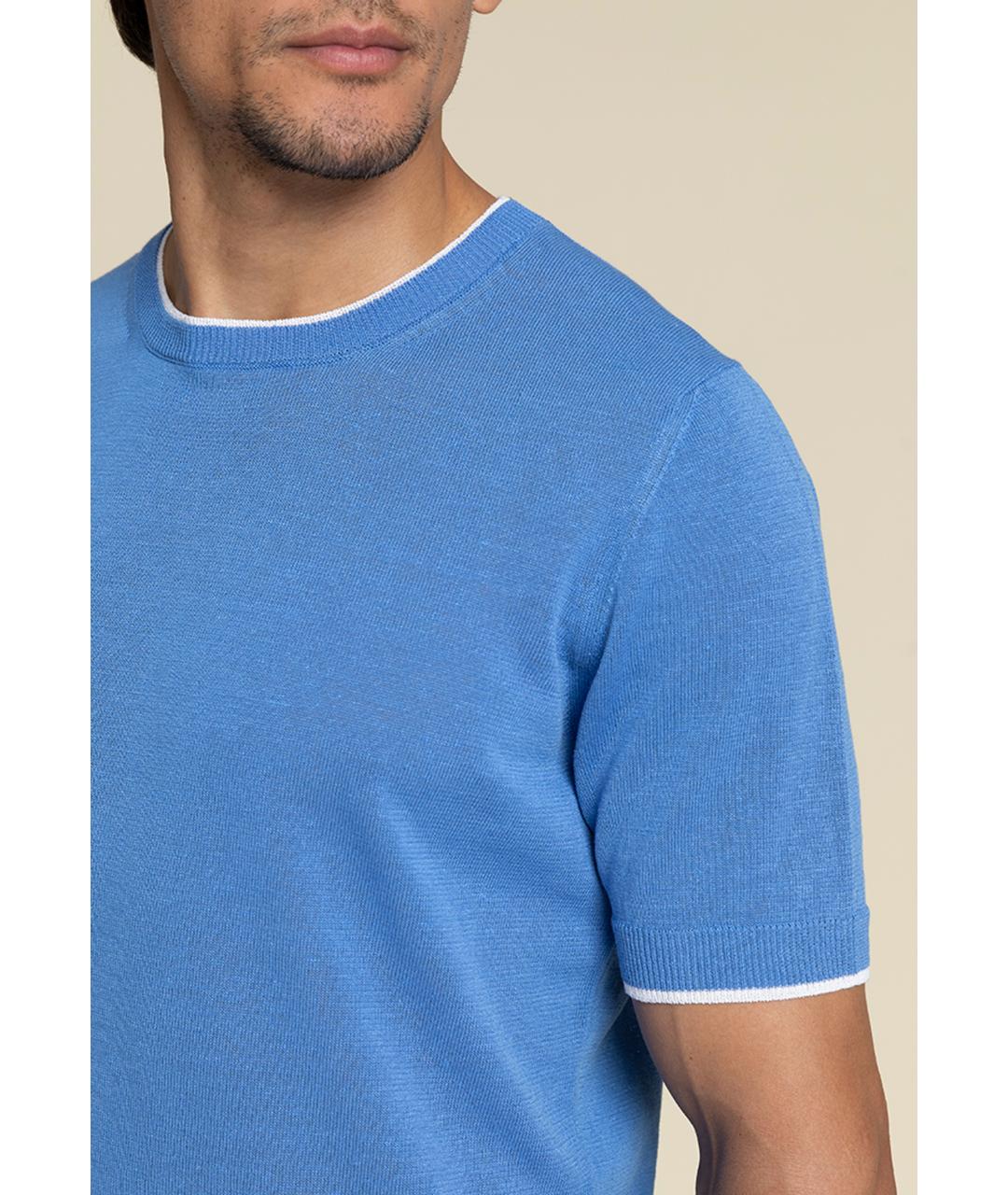 PESERICO Синяя хлопковая футболка, фото 3