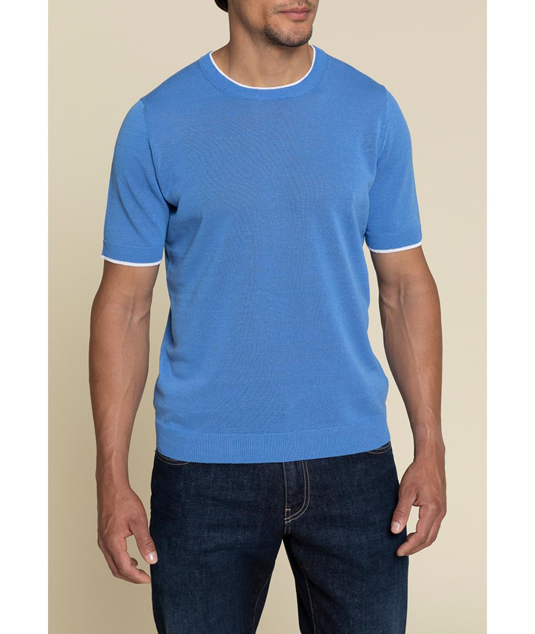PESERICO Синяя хлопковая футболка, фото 4