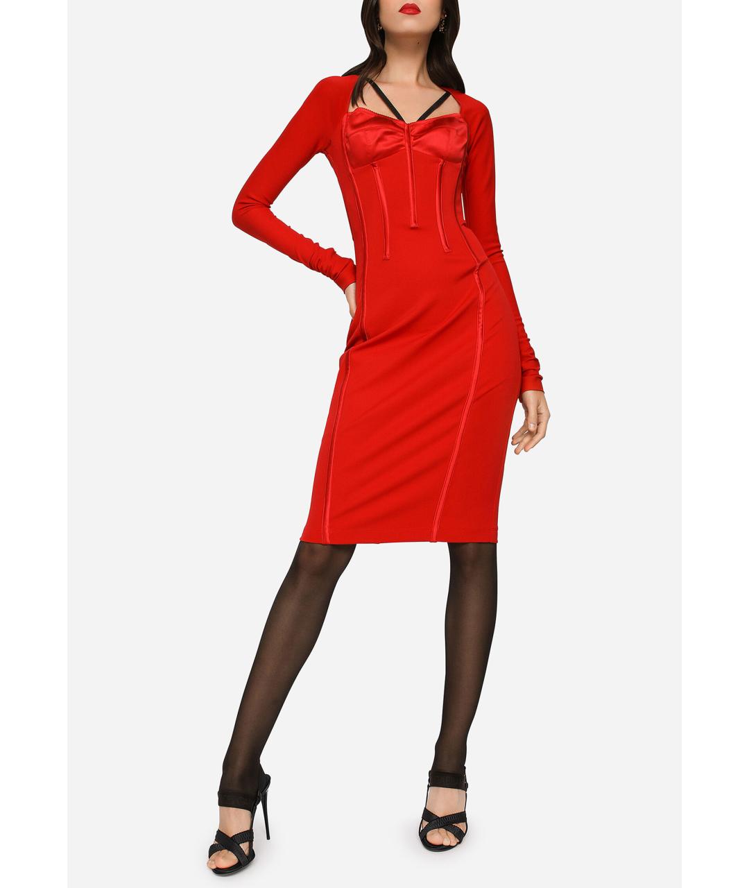 DOLCE&GABBANA Красное вискозное коктейльное платье, фото 3