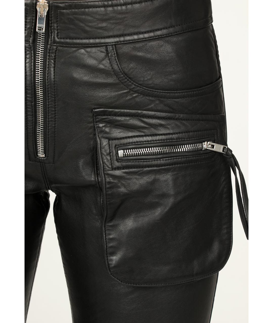 ISABEL MARANT Черные кожаные брюки узкие, фото 4