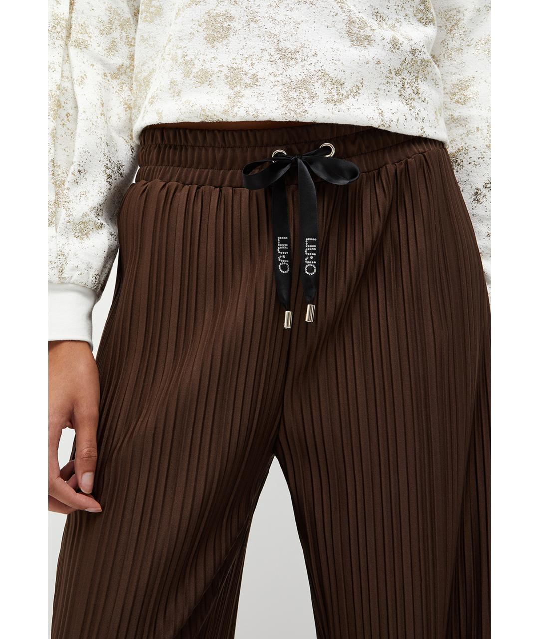 LIU JO Коричневые полиэстеровые брюки широкие, фото 4
