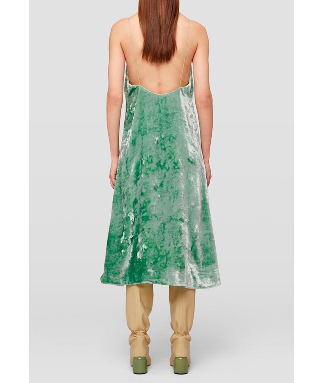 JIL SANDER Зеленые вискозное коктейльное платье, фото 3