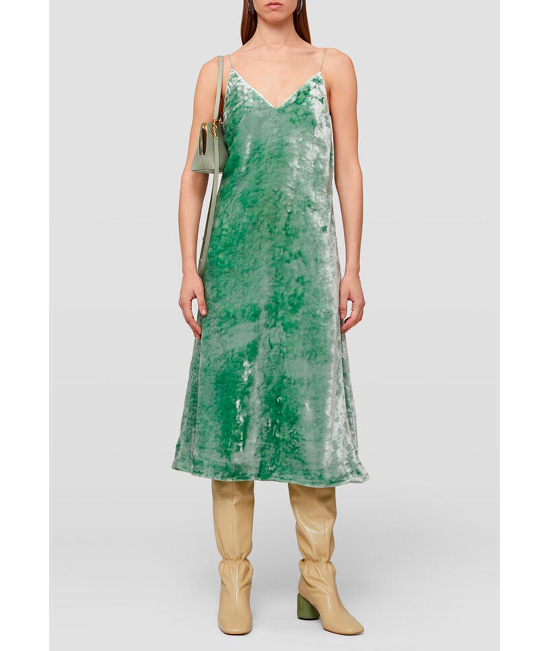 JIL SANDER Зеленые вискозное коктейльное платье, фото 2