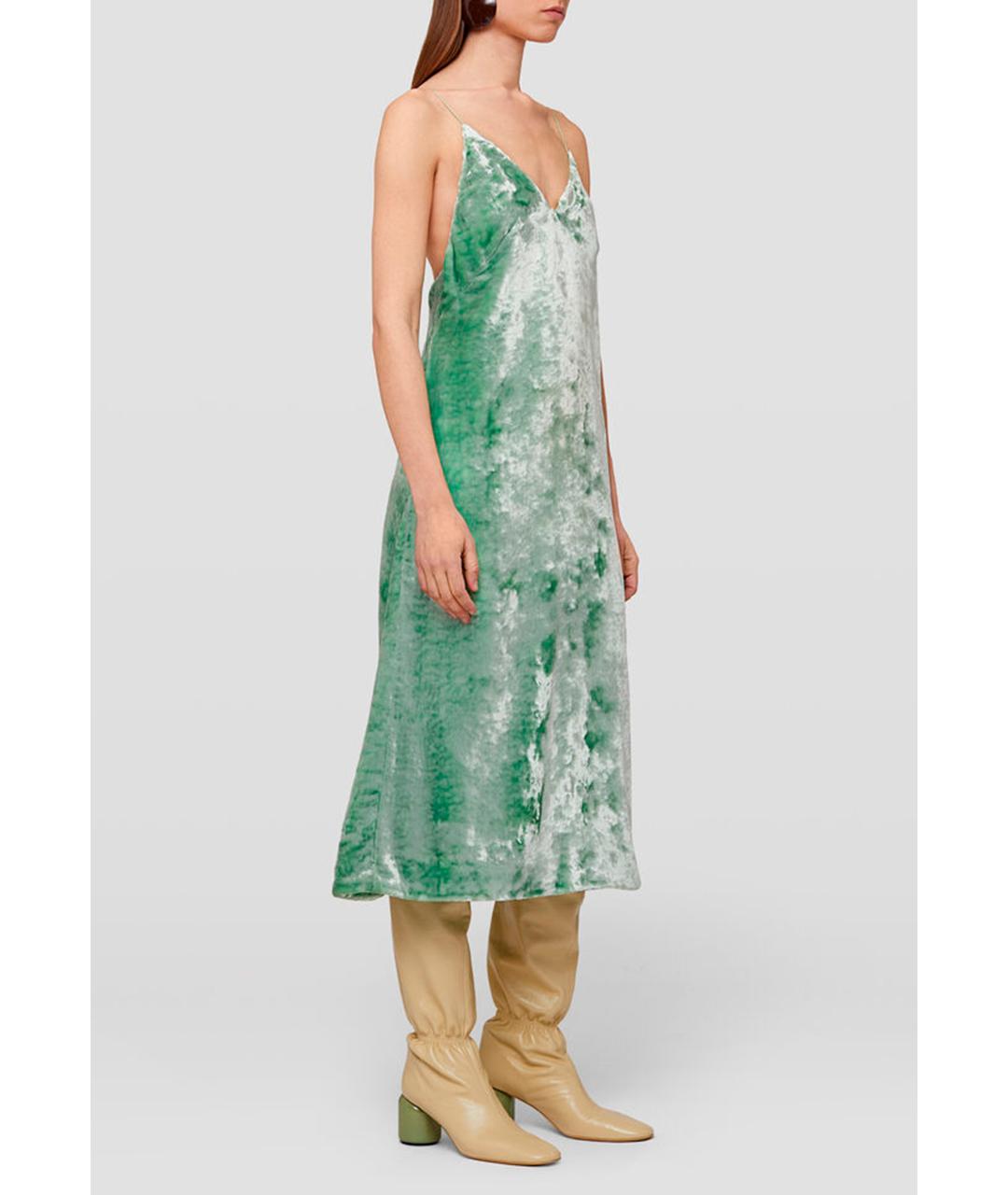 JIL SANDER Зеленые вискозное коктейльное платье, фото 4