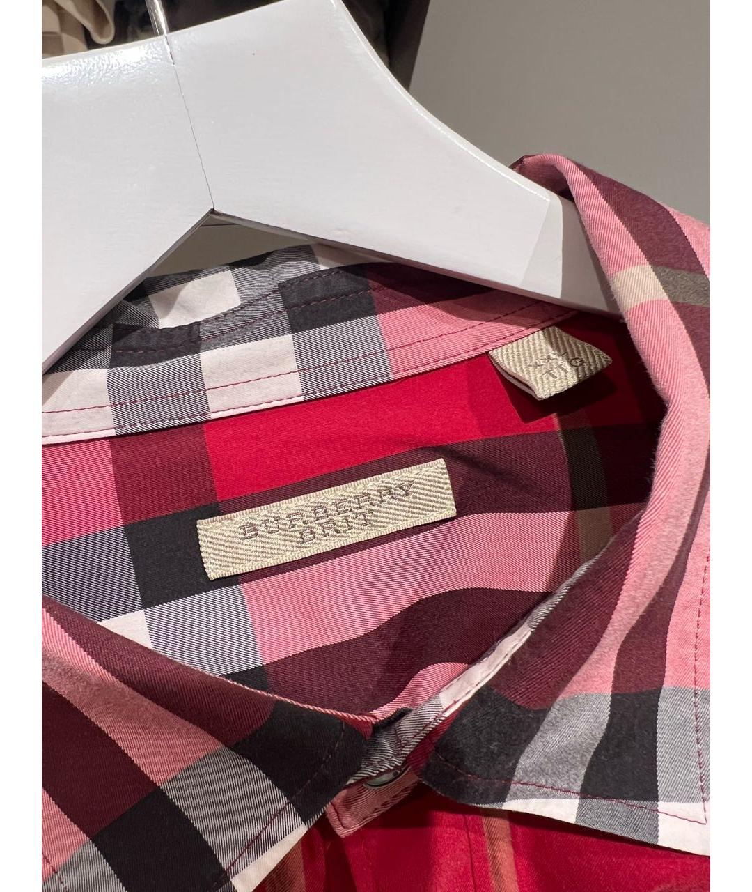 BURBERRY Красная хлопковая кэжуал рубашка, фото 6