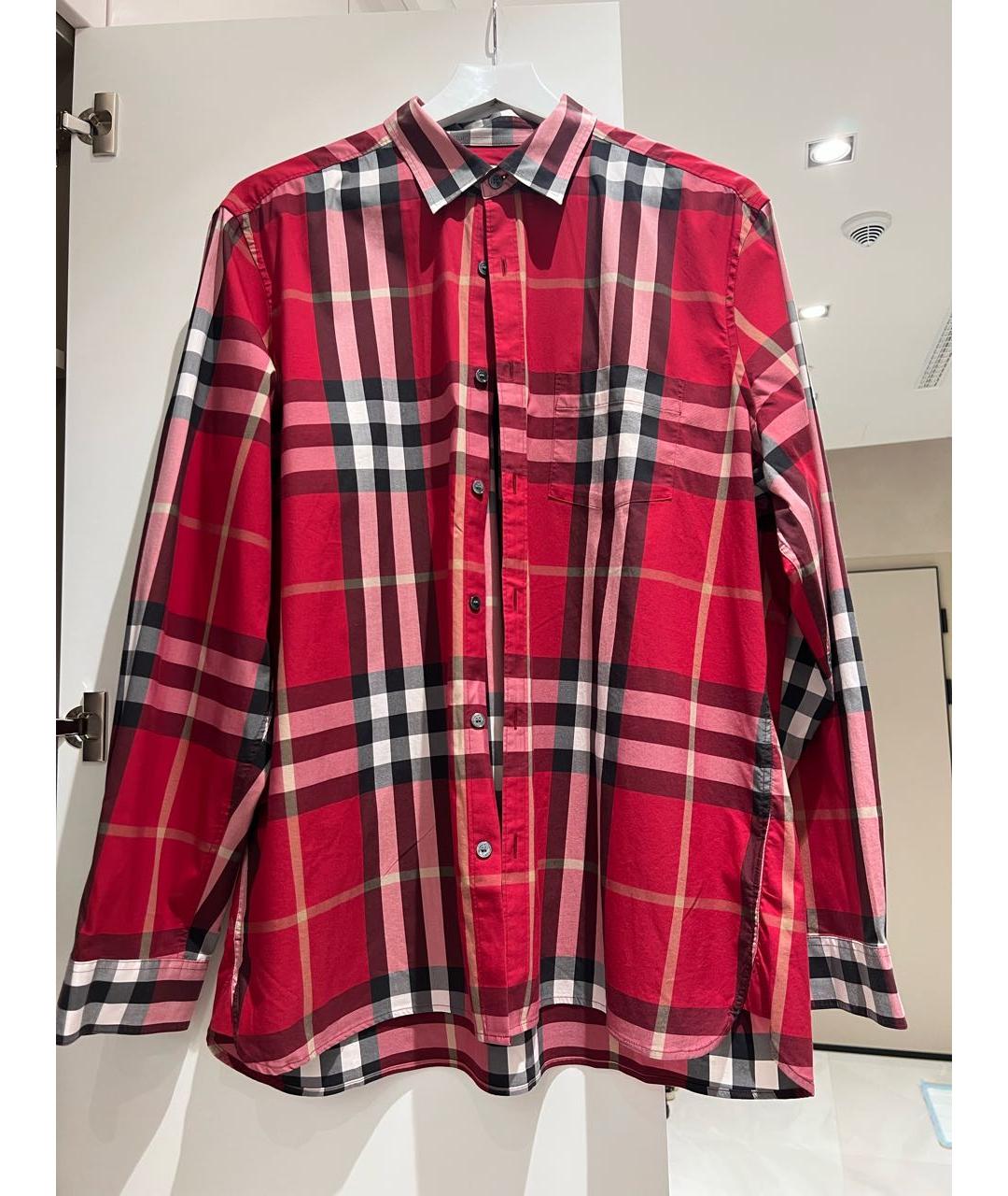 BURBERRY Красная хлопковая кэжуал рубашка, фото 7