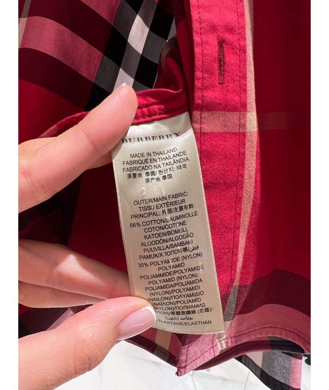 BURBERRY Красная хлопковая кэжуал рубашка, фото 5