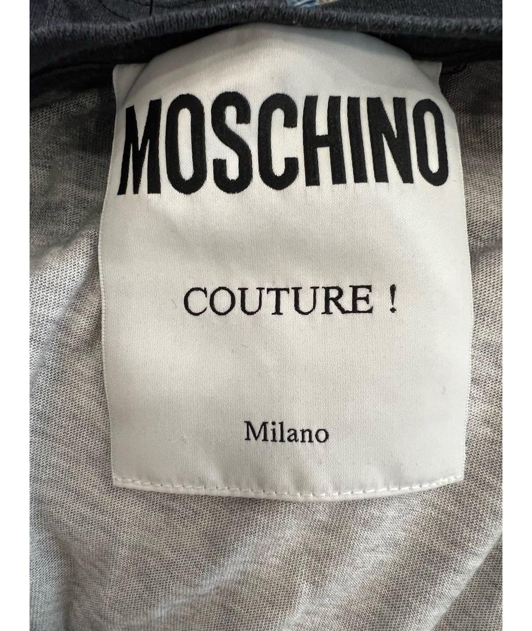 BOUTIQUE MOSCHINO Антрацитовая хлопковая футболка, фото 2