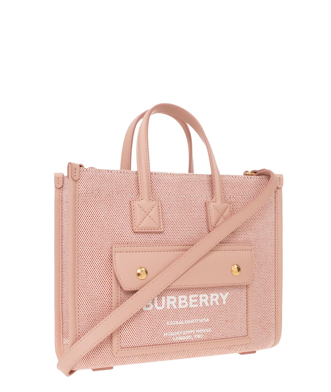 BURBERRY Розовая тканевая сумка тоут, фото 3