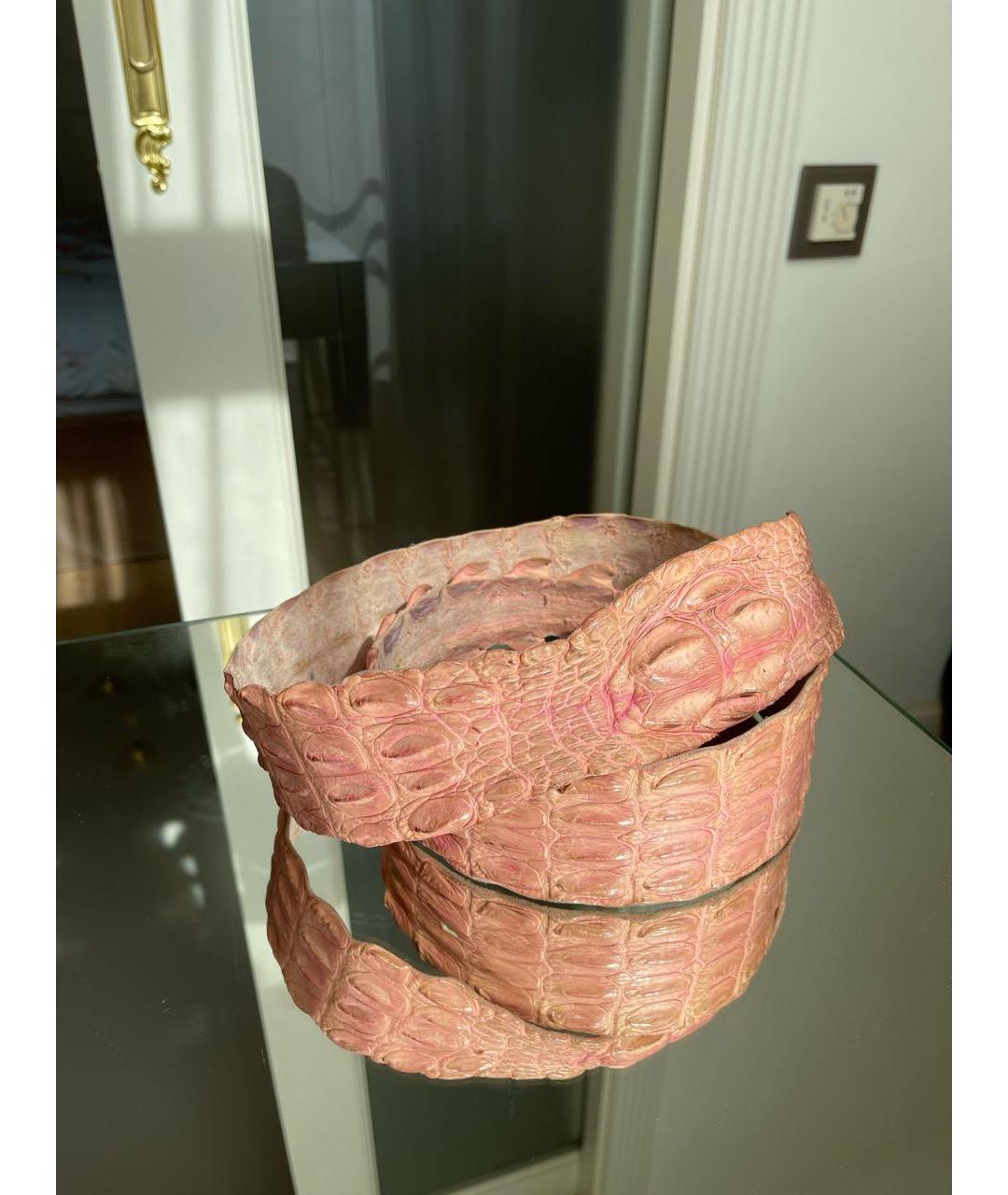ROBERTO CAVALLI Розовый ремень из экзотической кожи, фото 6