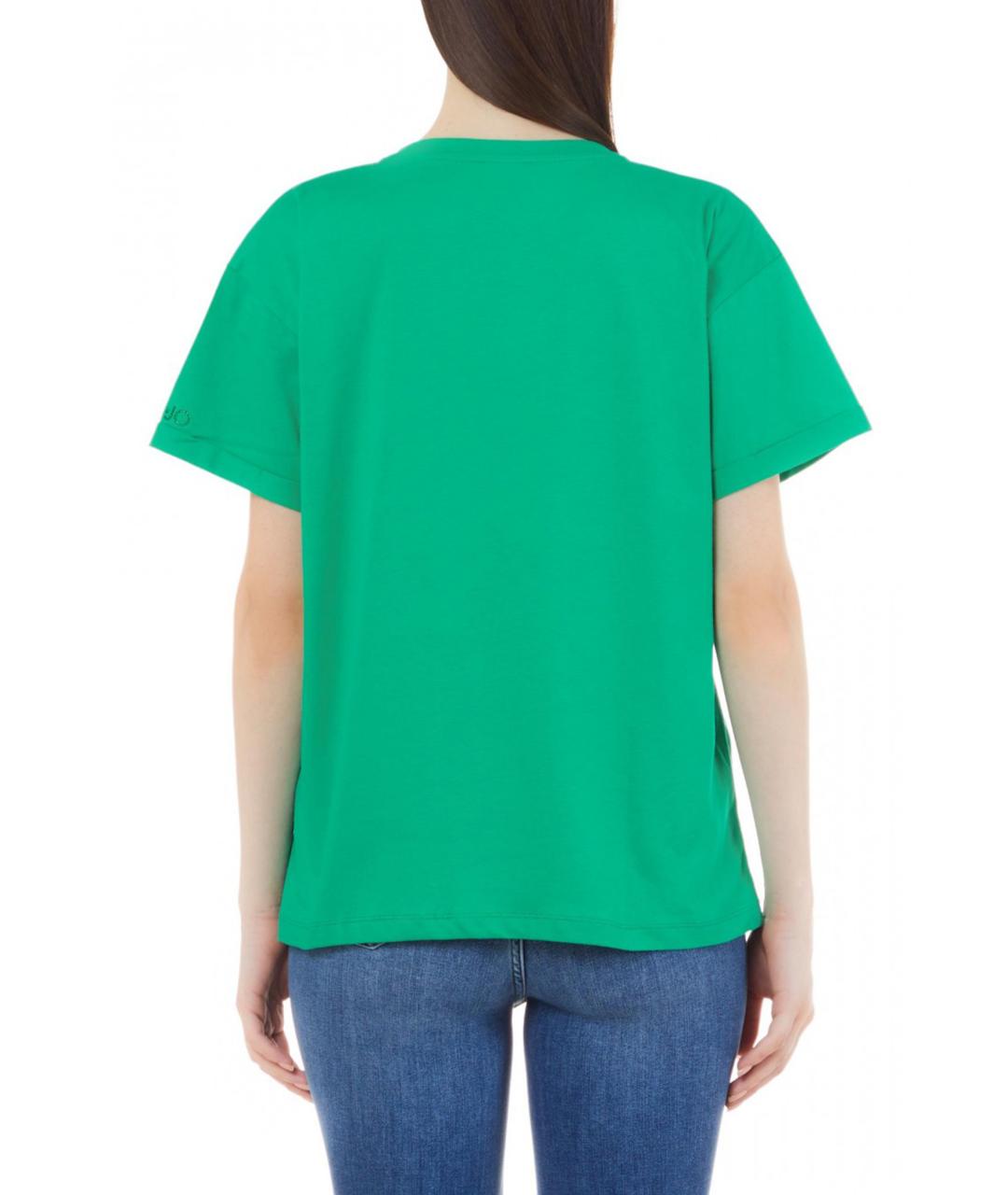 LIU JO Зеленая хлопковая футболка, фото 2