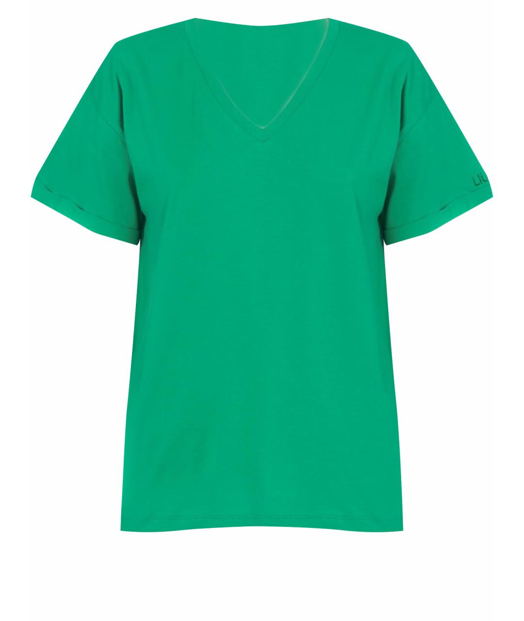 LIU JO Зеленая хлопковая футболка, фото 1