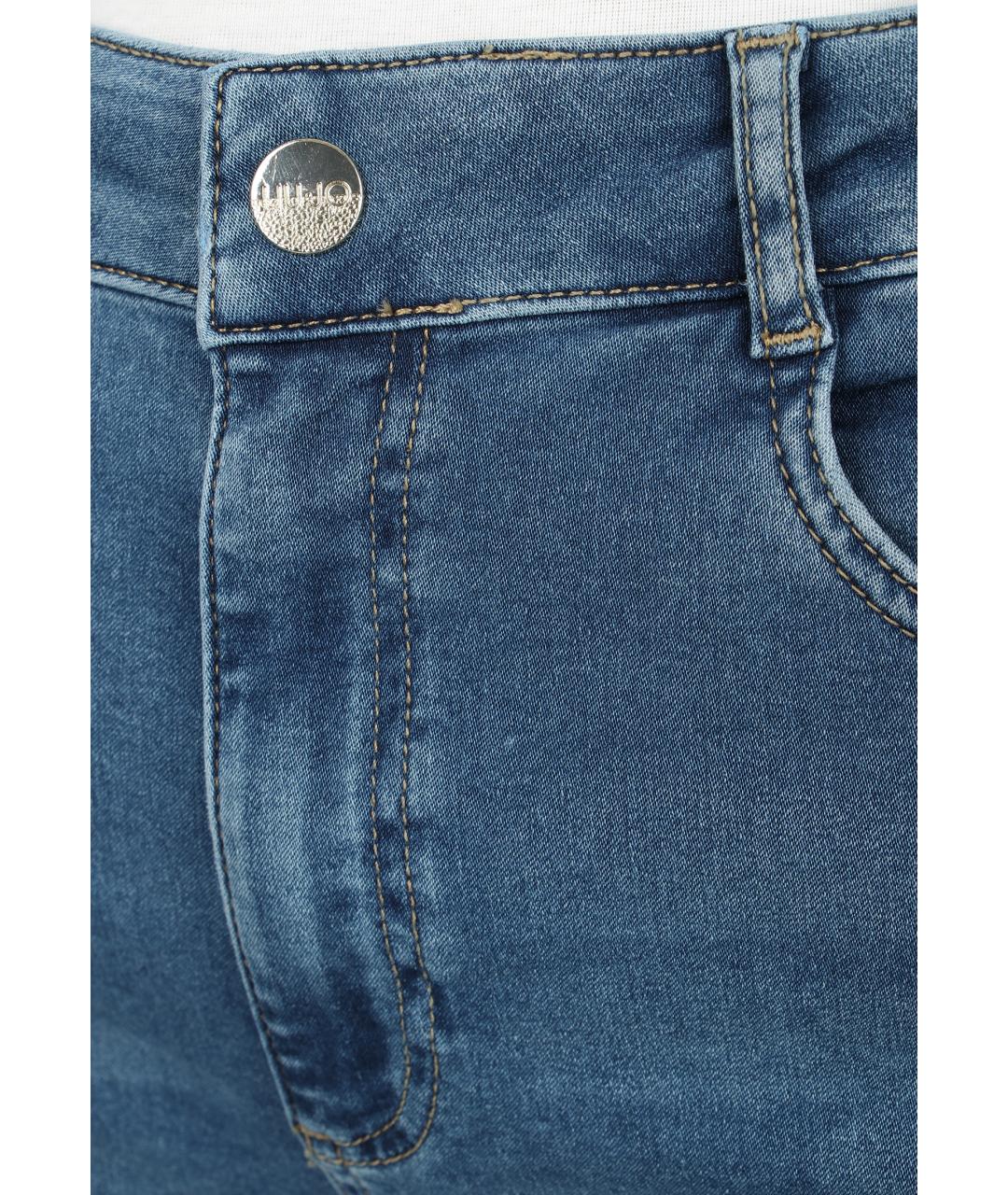 LIU JO Голубые хлопковые прямые джинсы, фото 3