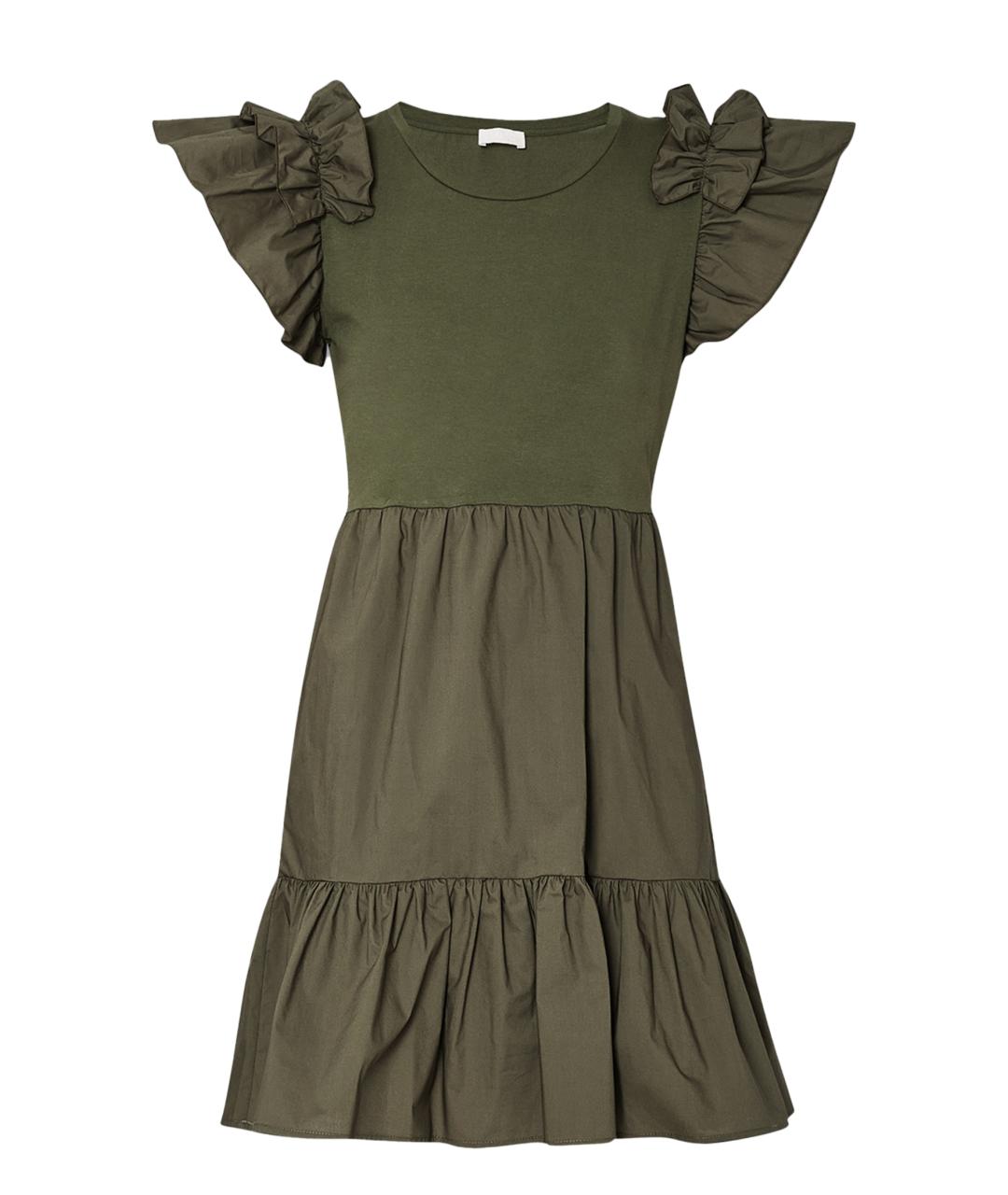 LIU JO Зеленые хлопковое платье, фото 1