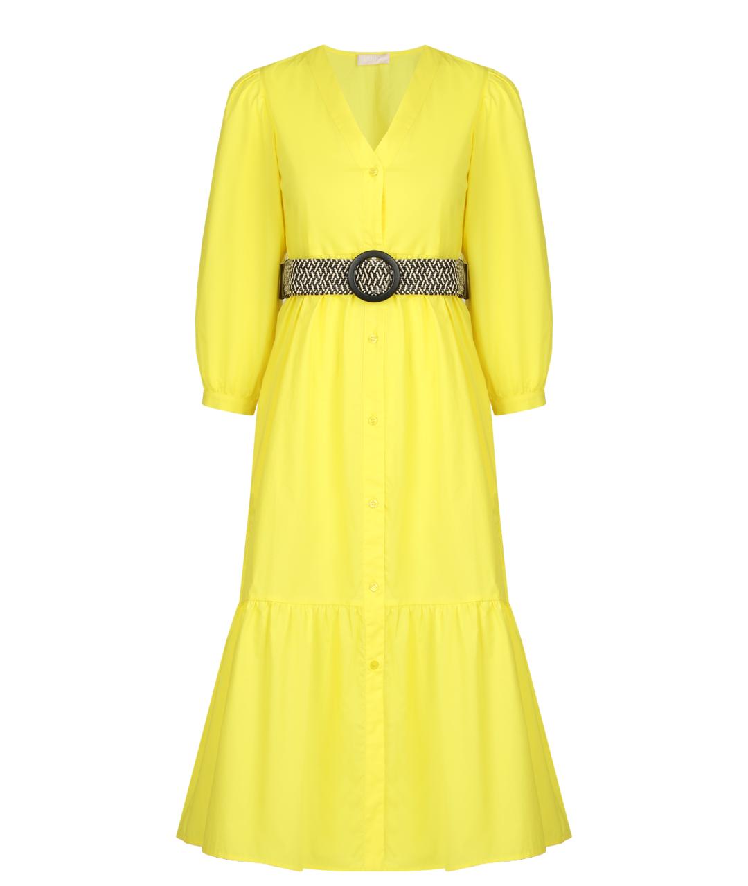 LIU JO Желтое хлопковое платье, фото 1