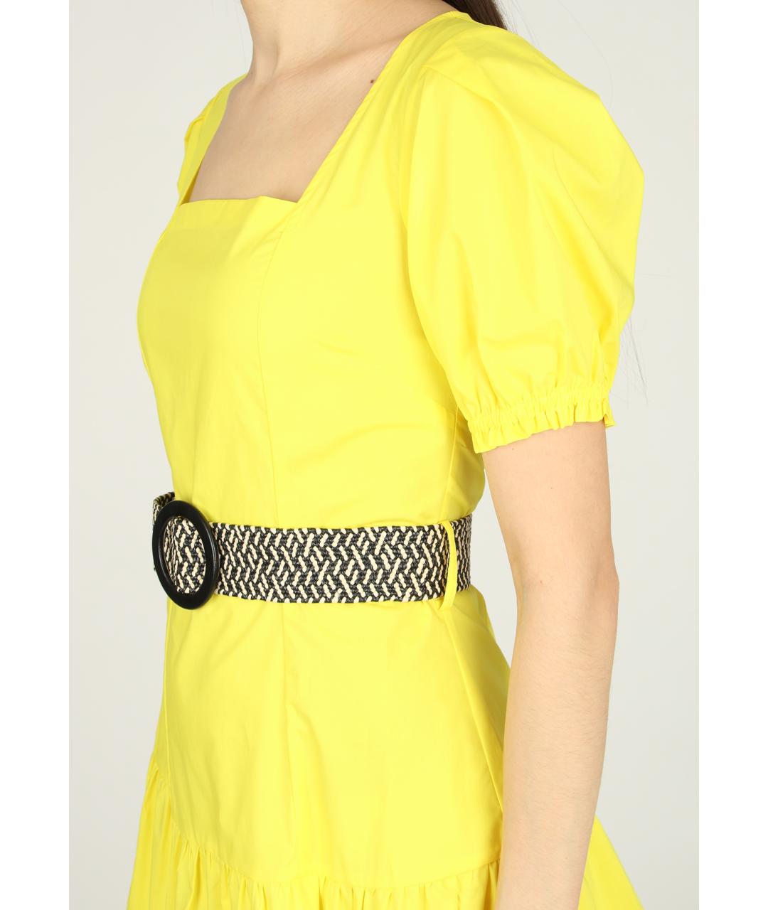 LIU JO Желтое хлопковое платье, фото 4