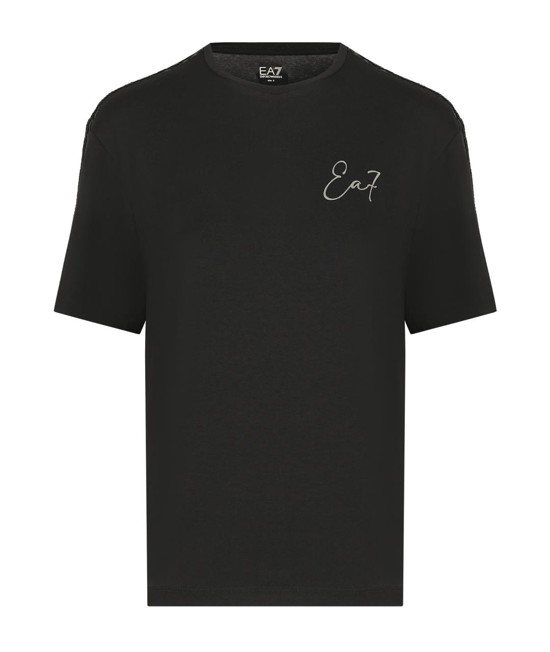 EA7 Черная хлопковая футболка, фото 1