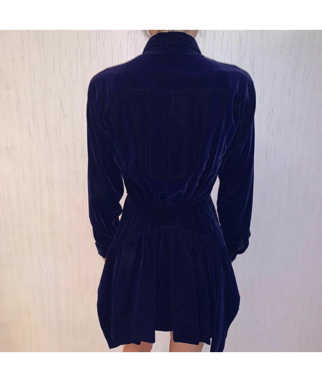ALAIA Темно-синее бархатное повседневное платье, фото 2