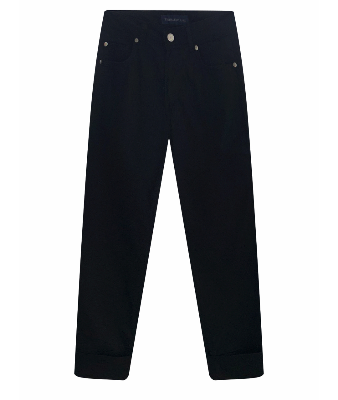 TRUSSARDI JEANS Черные хлопко-эластановые прямые брюки, фото 1