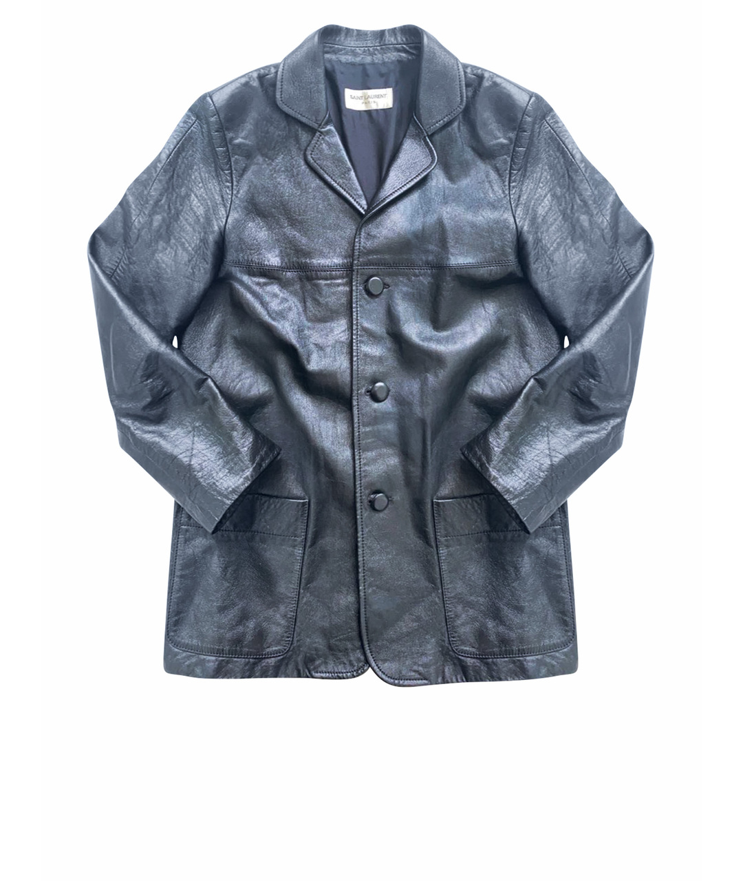 SAINT LAURENT Черный кожаный жакет/пиджак, фото 1