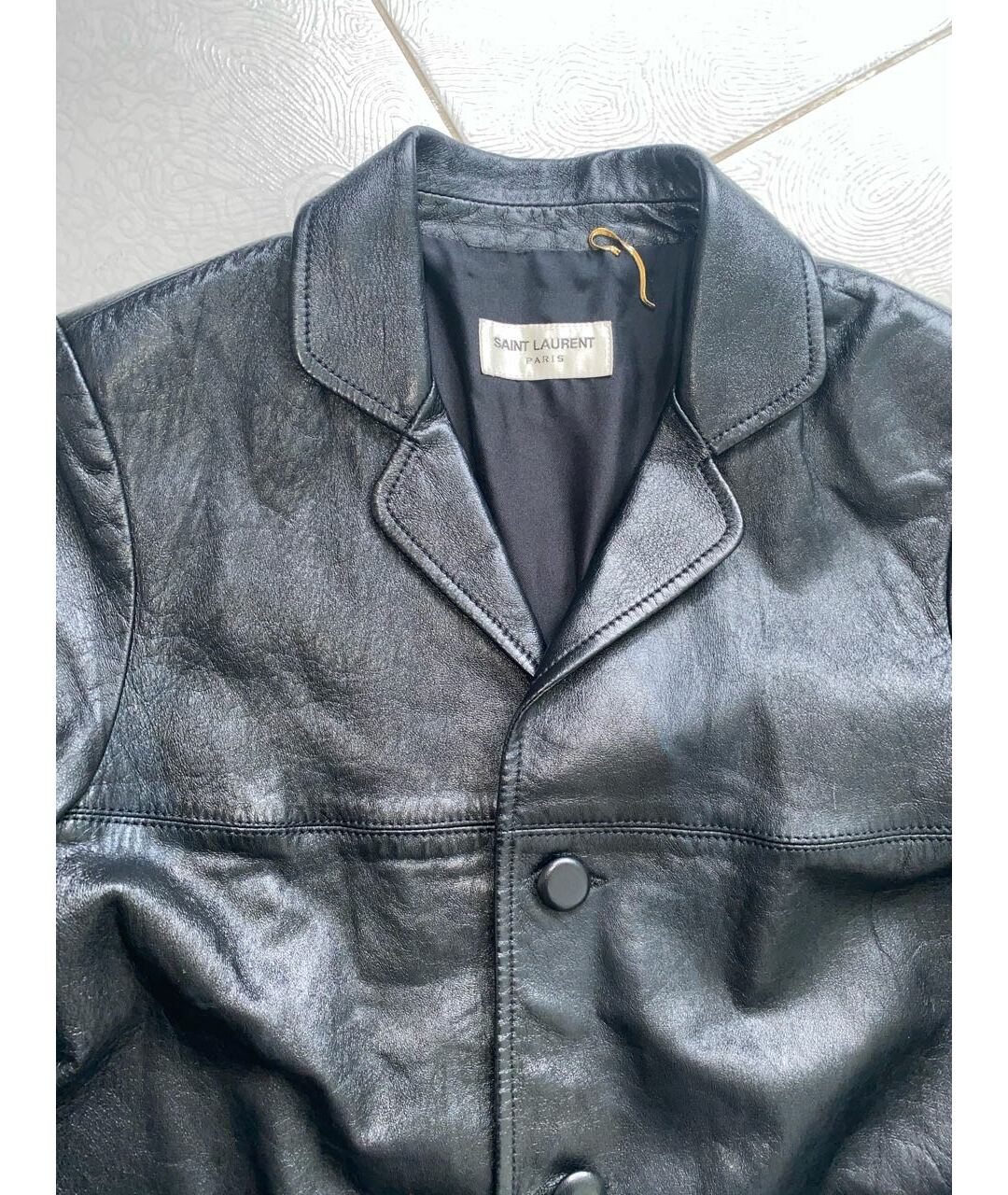 SAINT LAURENT Черный кожаный жакет/пиджак, фото 3