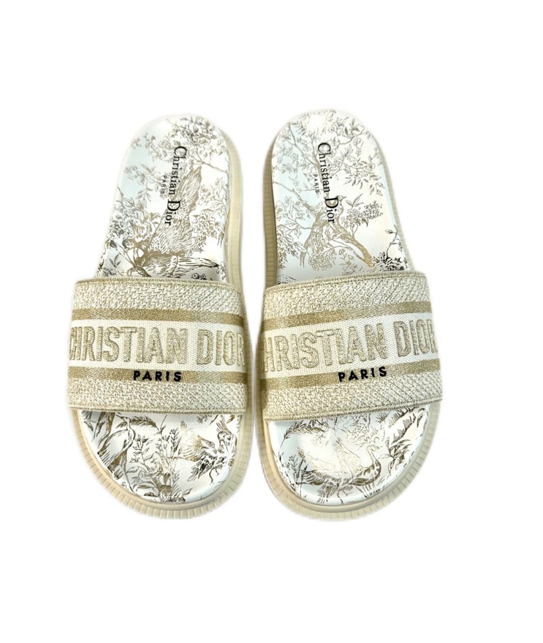 CHRISTIAN DIOR Золотые шлепанцы, фото 2