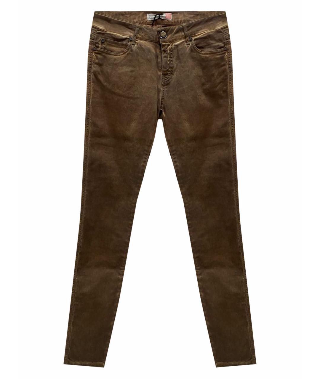 PLEIN SUD JEANIUS Коричневые хлопко-эластановые джинсы слим, фото 10