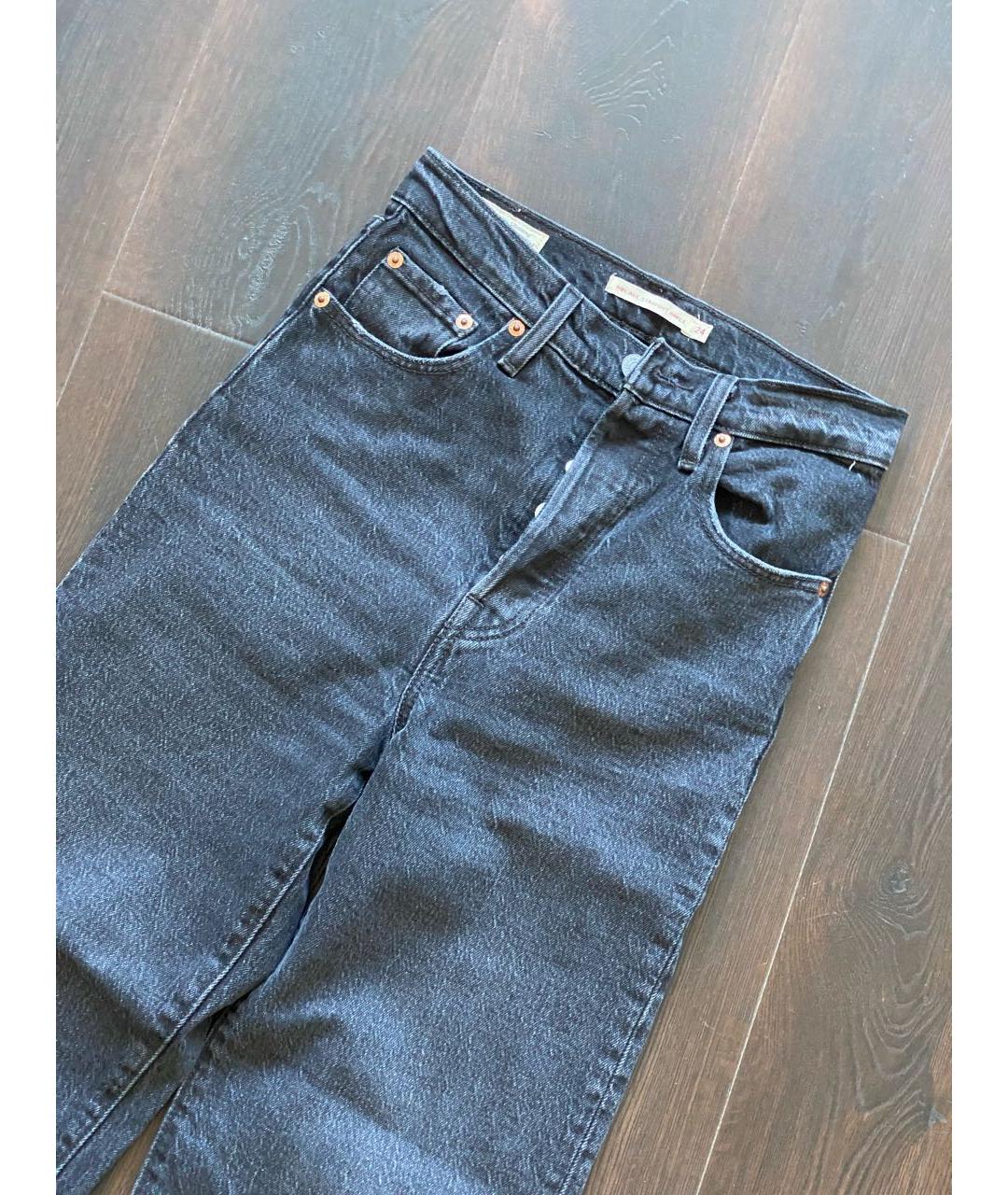 LEVI'S Черные хлопковые прямые джинсы, фото 4