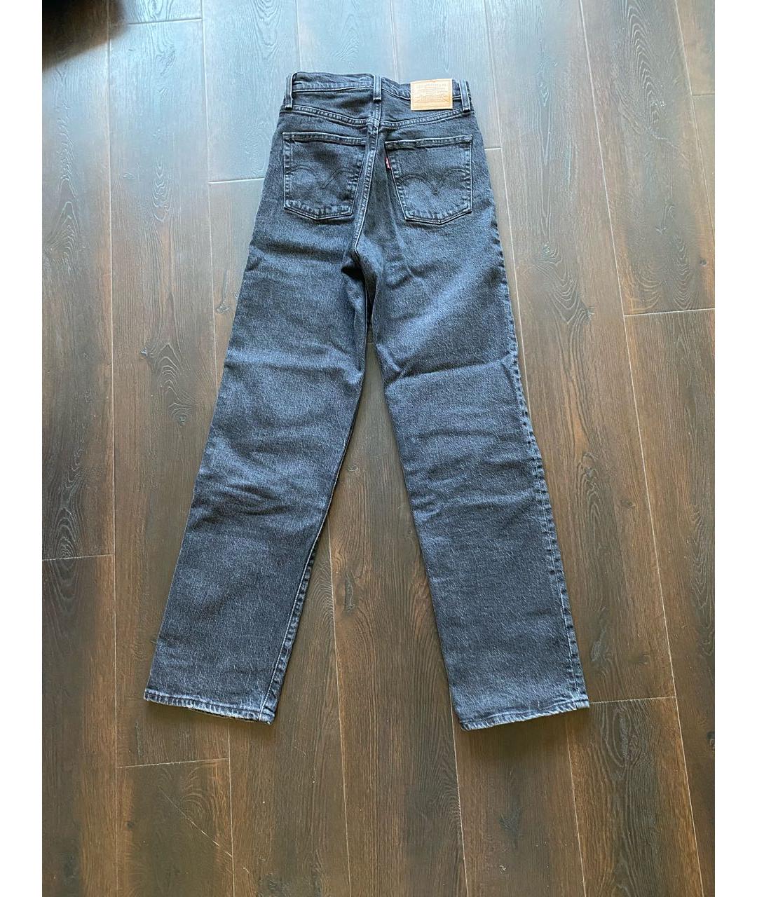 LEVI'S Черные хлопковые прямые джинсы, фото 2