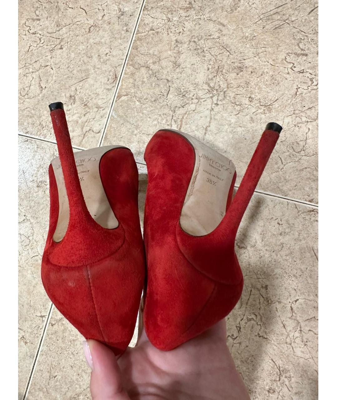 JIMMY CHOO Красные замшевые туфли, фото 4